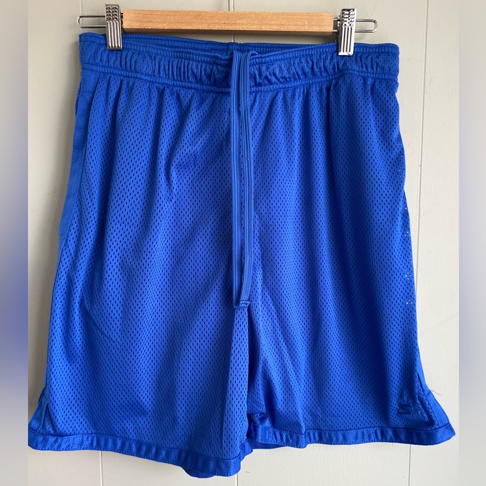 Vintage Starter Mens Medium Blue Perforated Athletic Gym Shorts Size 32 to 34